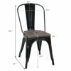 Costway Chair Set of 4 Stackable 18" with Elm Wood Seat and Steel Frame Black or Dark Green New