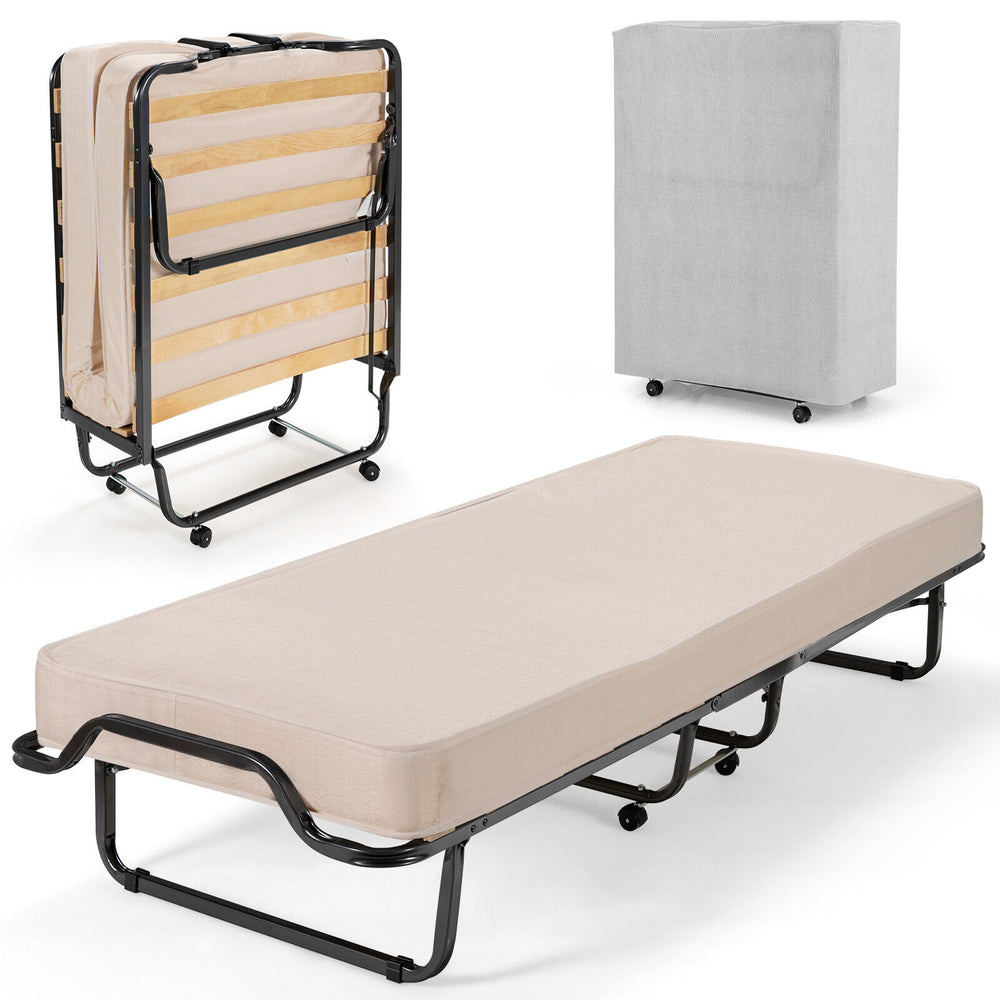 Costway Folding Bed Rollaway 76.5" x 31.5" Memory Foam Mattress Steel Frame with Dust-Proof Bag New