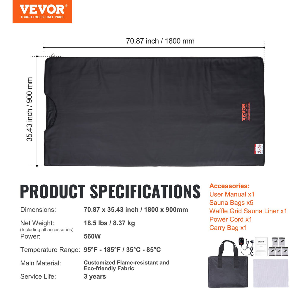 Vevor Sauna Blanket for Detoxification 71" x 71" Adjustable Temperature and Timer New