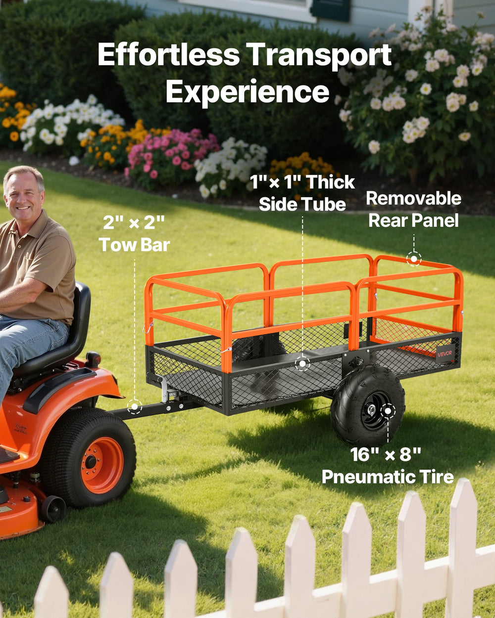 Vevor Steel Dump Trailer 22 Cu Ft 1600 Lb Capacity Tow Behind for ATV Mower New