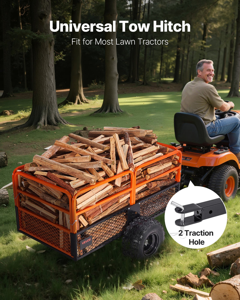 Vevor Steel Dump Trailer 28 Cu Ft 1800 Lb Capacity Tow Behind for ATV Mower New