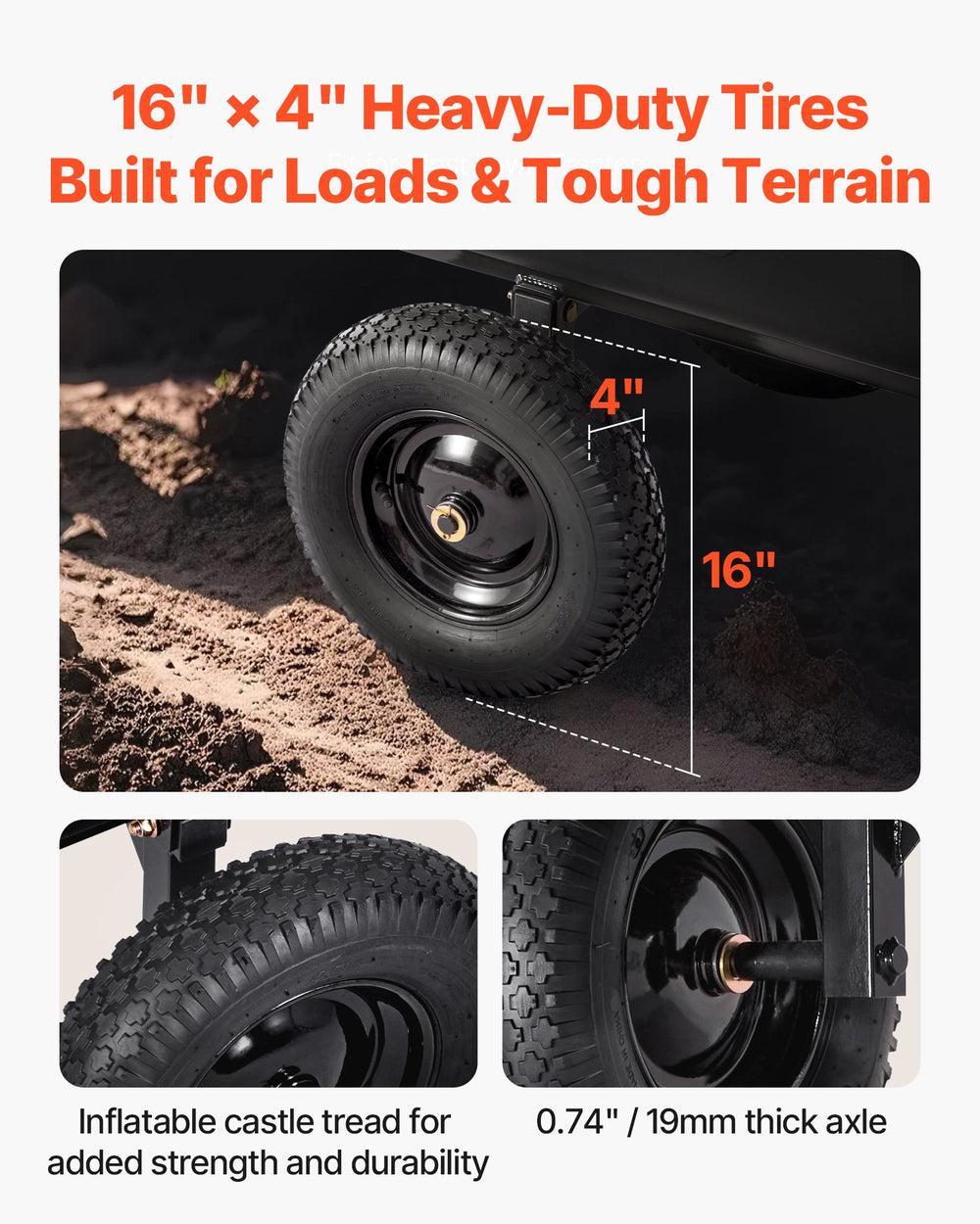 Vevor Plastic Dump Trailer 10 Cu Ft 500 lb Capacity Tow Behind for ATV Mower New