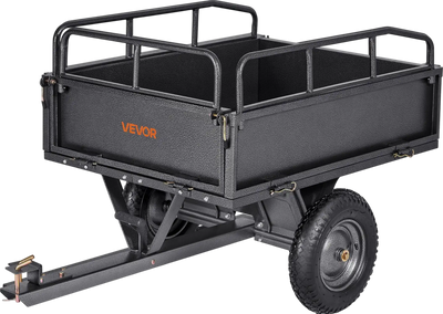 Vevor Steel Dump Cart 10 Cu Ft Heavy Duty 500 Lbs Capacity Tow Behind for ATV UTV Tractors New