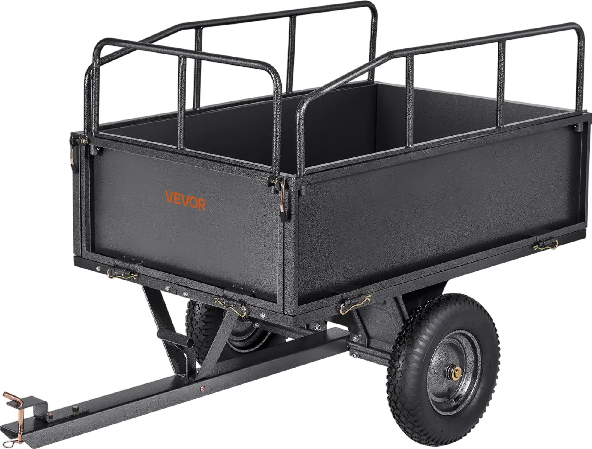 Vevor Steel Dump Cart 17 Cu Ft Heavy Duty 600 Lbs Capacity Tow Behind for ATV UTV Tractors New