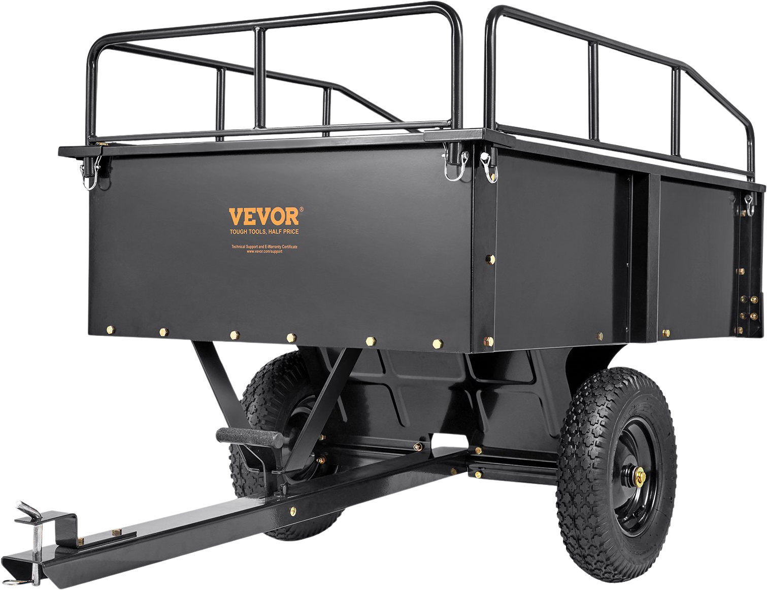 Vevor BTC002C ATV Dump Trailer Cart 750 lbs 15 cu. ft. Capacity Removable Sides For Riding Lawn Motor New