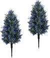 2 Pack 3.3 ft Artificial Lavender Topiary Trees with Ground Spikes for Indoor Outdoor