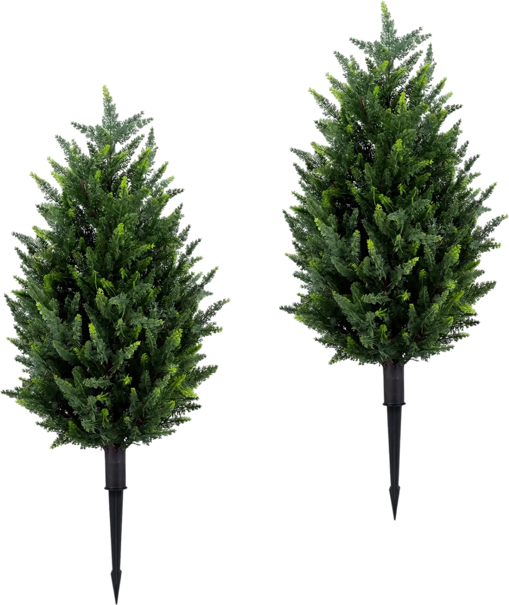 2 Pack 3 ft Artificial Cypress Topiary Trees with Ground Spikes for Indoor Outdoor