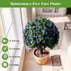 Artificial lavender boxwood topiary ball tree with purple flowers, 27.5", perfect for patio and yard decoration.