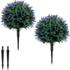 2 Pack Artificial Lavender Boxwood Topiary Ball Trees with Ground Spikes