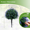 Artificial lavender boxwood topiary ball tree with purple flowers, 27.5" tall, ideal for garden and porch decoration.
