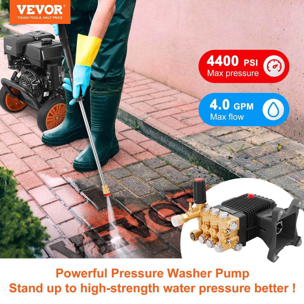 Vevor Pressure Washer Pump 1" Shaft 4400 PSI 4 GPM Horizontal Triplex Plunger New