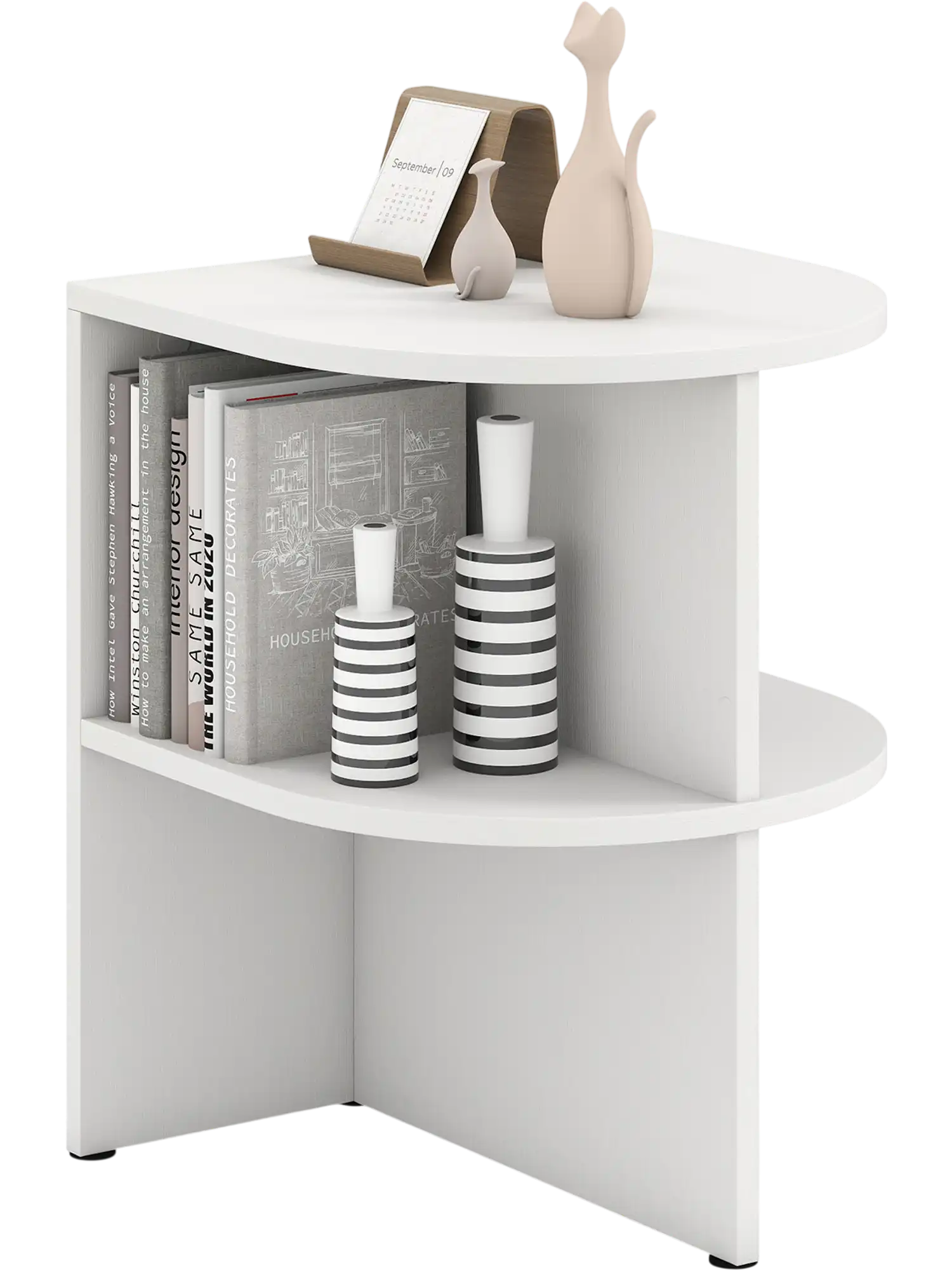 Costway Half Round End Table Open Shelves Small Space 37591514 New