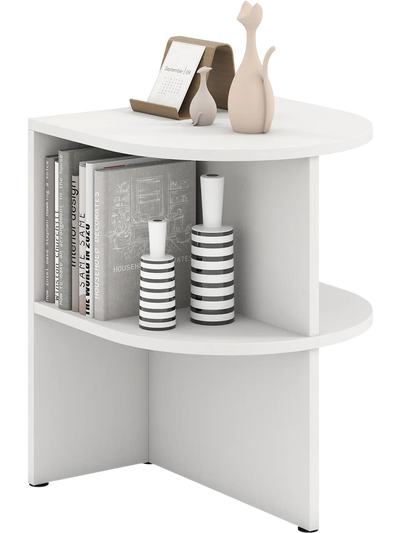 Costway Half Round End Table Open Shelves Small Space 37591514 New