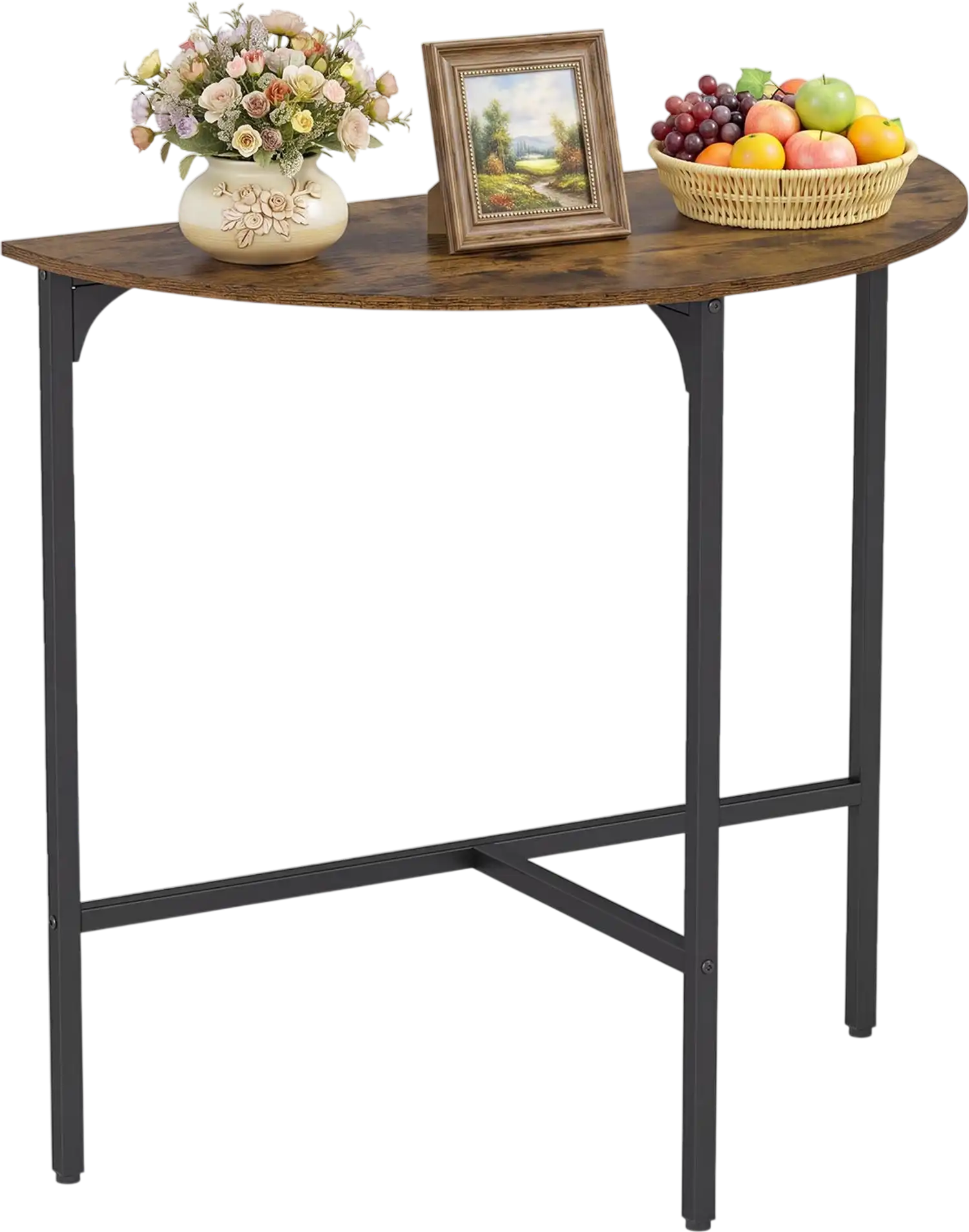 Costway Half-Moon Console Sofa Table Industrial Rustic Entryway Living Room 37538397 New