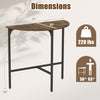Half-moon console table with rustic brown wood finish and heavy-duty metal frame, supports up to 220 lbs for versatile use.