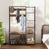 Rustic brown entryway hall tree with shoe bench and 9 hooks, perfect for stylish organization in any entryway or.