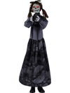 Halloween animatronic jumpscare doll showcases a creepy design with glowing eyes and posable arms for versatile displays.