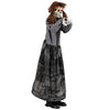 The Halloween animatronic jumpscare doll has a spooky design with a long skirt and sound activation for eerie displays.