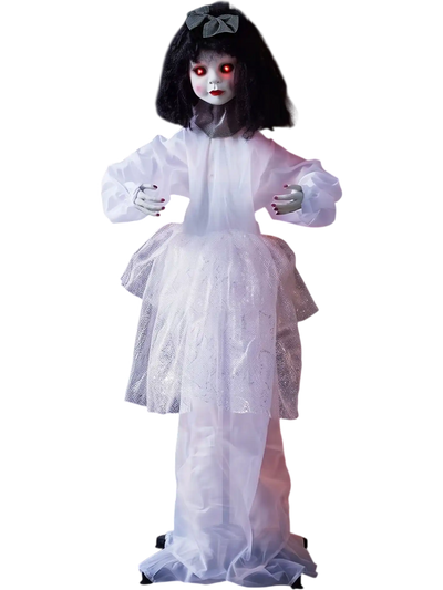 Costway Halloween Doll Girl Shakeable Head Posable Arms 66549908 New