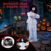 Halloween doll girl with posable arms and shakeable head, designed to create a frightening atmosphere for any spooky setting.