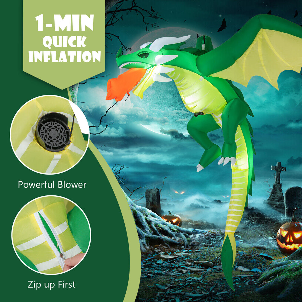 5 feet hanging Halloween inflatable dragon with quick inflation, waterproof blower, perfect for yard or porch.