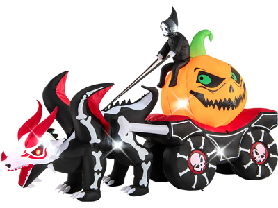 Costway 9' Halloween Inflatable LED Lighted Carriage Pumpkin Skeleton Dragon 85794216 New