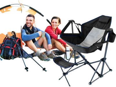 Costway Hammock Camping Chair w/ Retractable Footrest Carrying Bag Black 31492875 New