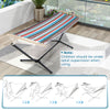 Multicolor hammock with stand, featuring breathable fabric and sturdy metal frame, ideal for garden or patio relaxation.