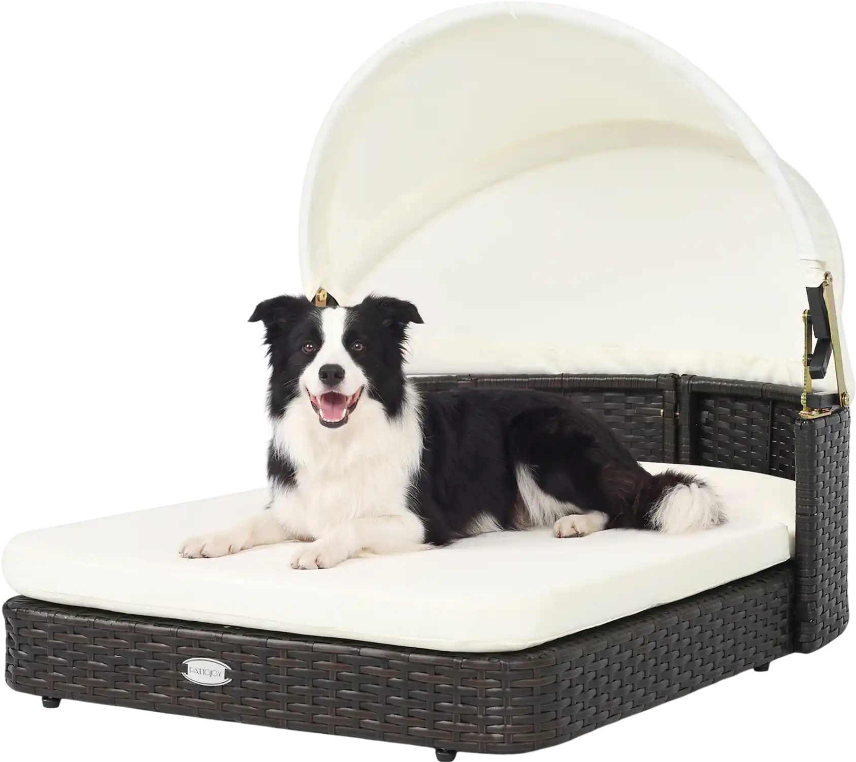Costway Handwoven Rattan Pet Daybed w/ 2 Detachable Cushions for Small & Medium Dogs 44854721 New