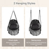 Hanging hammock chair in black with soft cushions, showcasing pivot and swing styles for versatile indoor and outdoor.