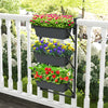 Hanging vertical planter with three detachable boxes, adjustable hooks, and a sturdy black metal frame for outdoor use.