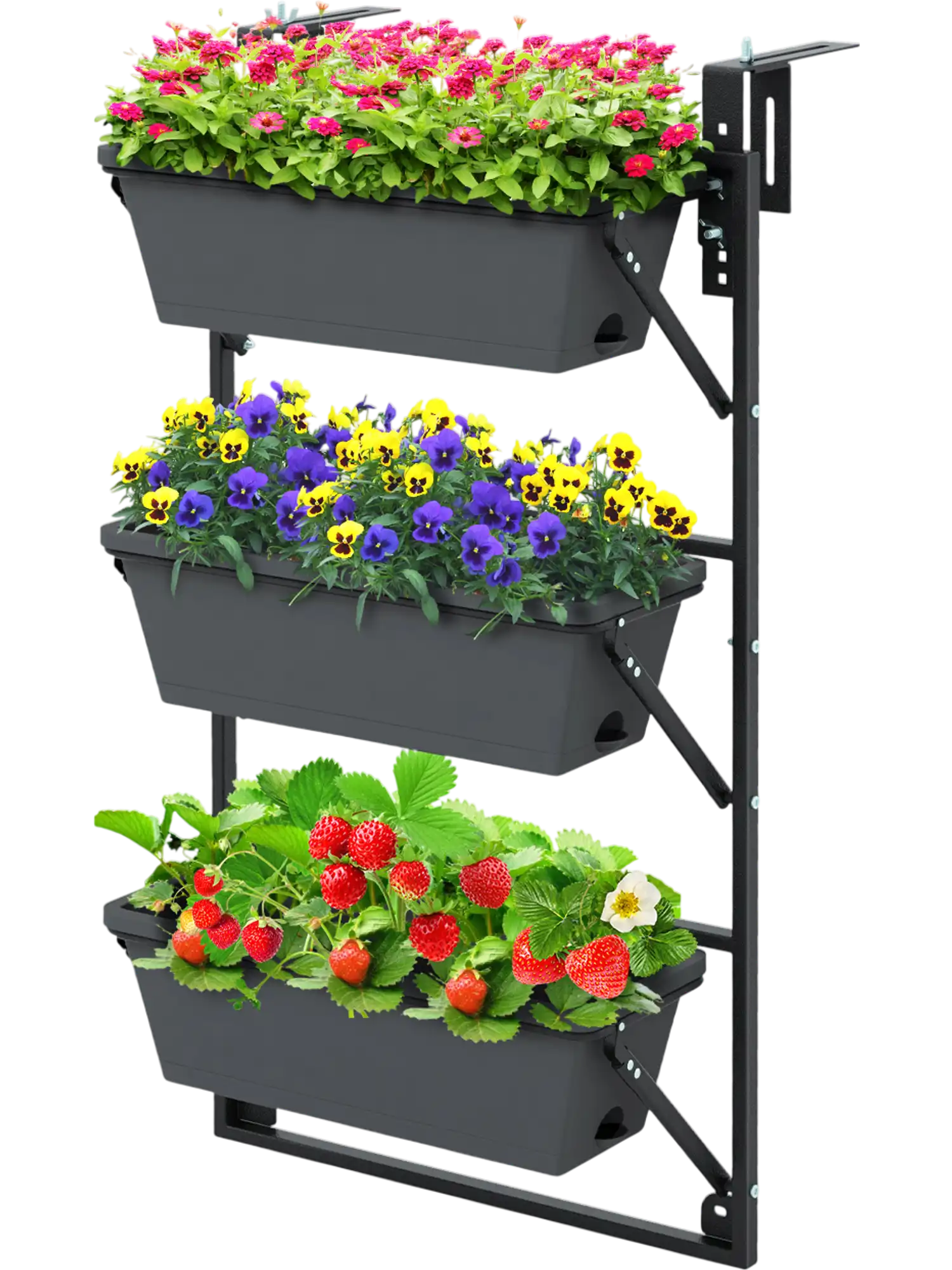 Costway Wall-Mounted Hanging Vertical Planter Adjustable Detachable Hooks 18769543 New
