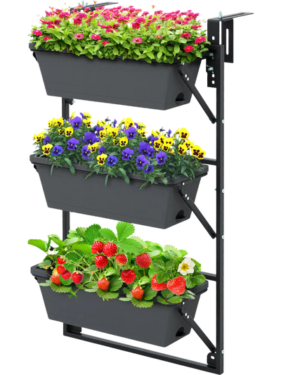 Costway Wall-Mounted Hanging Vertical Planter Adjustable Detachable Hooks 18769543 New