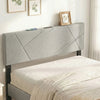 Gray geometric upholstered headboard with soft polyester fabric and sturdy rubber wood legs, perfect for full and queen.