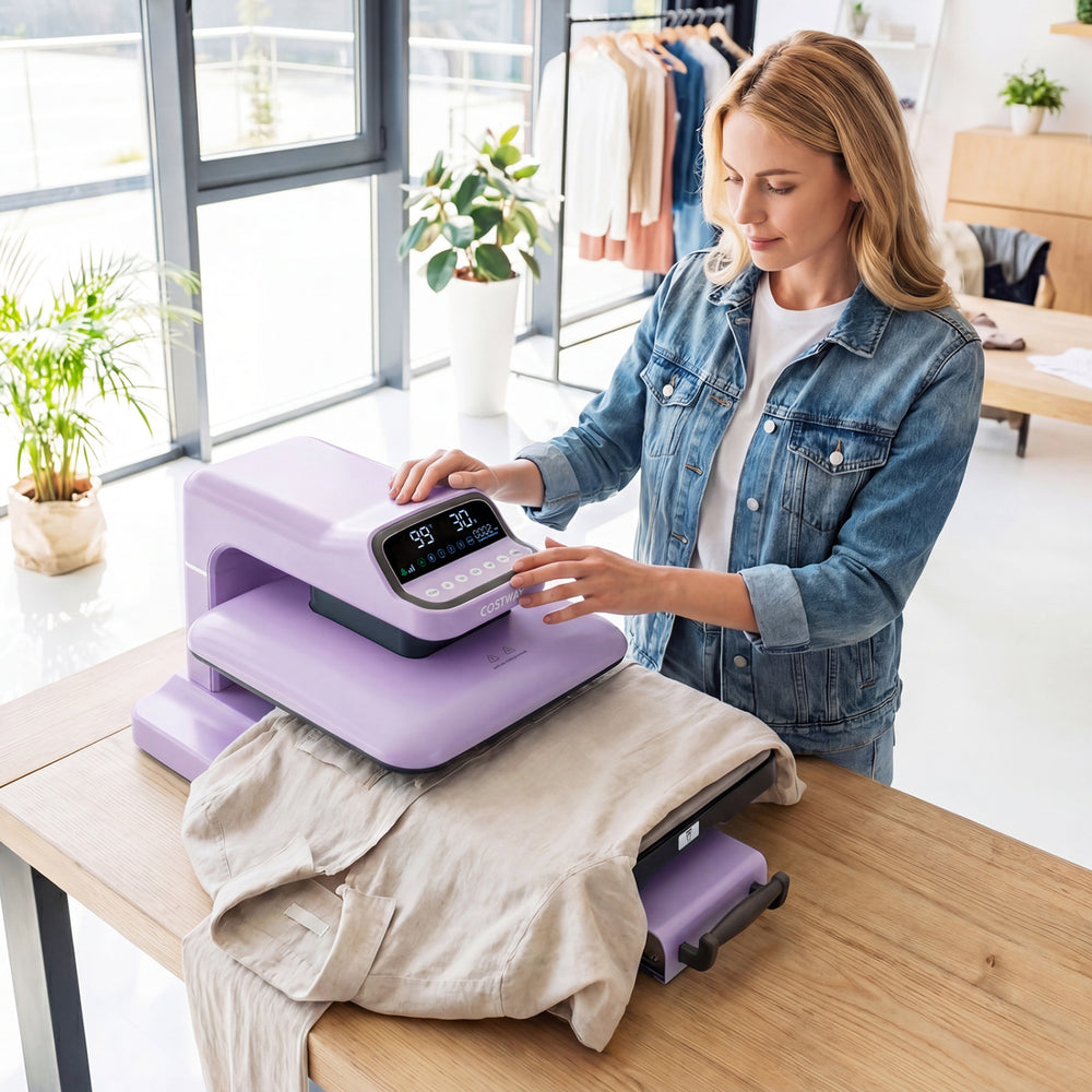 Heat Press Machine with Auto Release for T Shirts-Purple - Gallery View 1 of 11