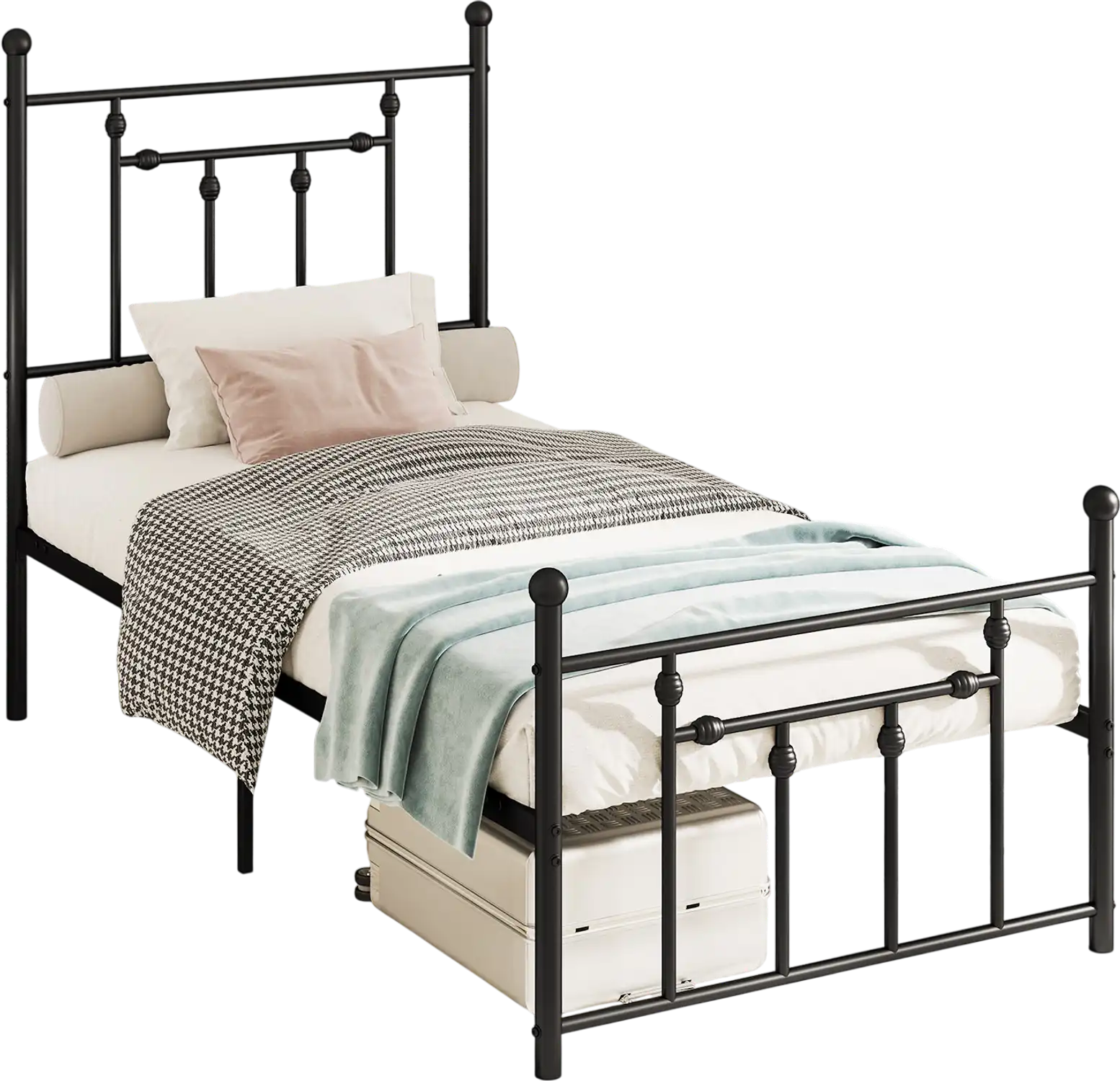Costway Twin Heavy-Duty Metal Bed Frame with Headboard 162954738 New