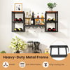 Wall-mounted heavy-duty wine rack with metal frame, 8-bottle holder, and glass holder for stylish kitchen storage.