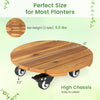 Heavy duty acacia wood rolling plant stand with 360° lockable casters, 12" base, perfect for most planters.