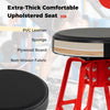 Heavy-duty aluminum garage bar chair with 360° swiveling seat, padded PVC leather upholstery, and built-in footrest.