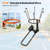 Heavy-duty basketball return attachment with 6 sturdy hooks, designed for efficient solo practice and quick ball.