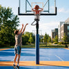 Heavy-duty basketball return attachment with 6 sturdy hooks, designed for efficient solo shooting drills outdoors.