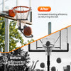 Heavy-duty basketball return attachment with 6 sturdy hooks for efficient solo practice and automatic ball returns.