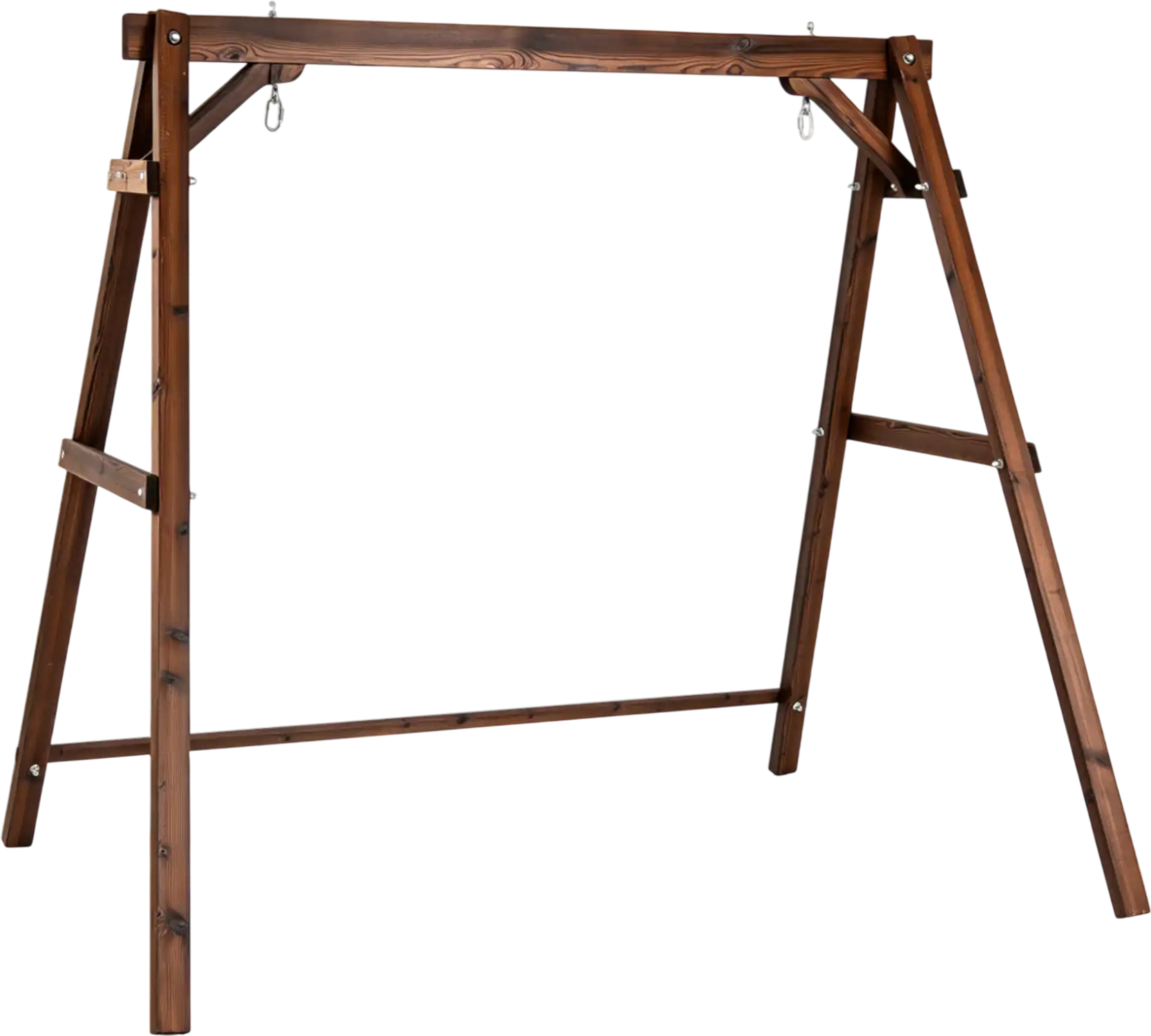 Costway Heavy-Duty Carbonized Fir Wood Swing Frame Reinforced Bars 2 Hanging Rings 73311579 New
