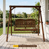 Heavy-duty carbonized fir wood swing frame with reinforced structure, featuring a charcoal finish for enhanced weather resistance.