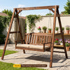 Heavy-duty carbonized fir wood swing frame with reinforced bars, designed for stability and accommodating standard swings.
