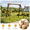 Heavy-duty carbonized fir wood swing frame with reinforced bars and two hanging rings for outdoor stability and safety.