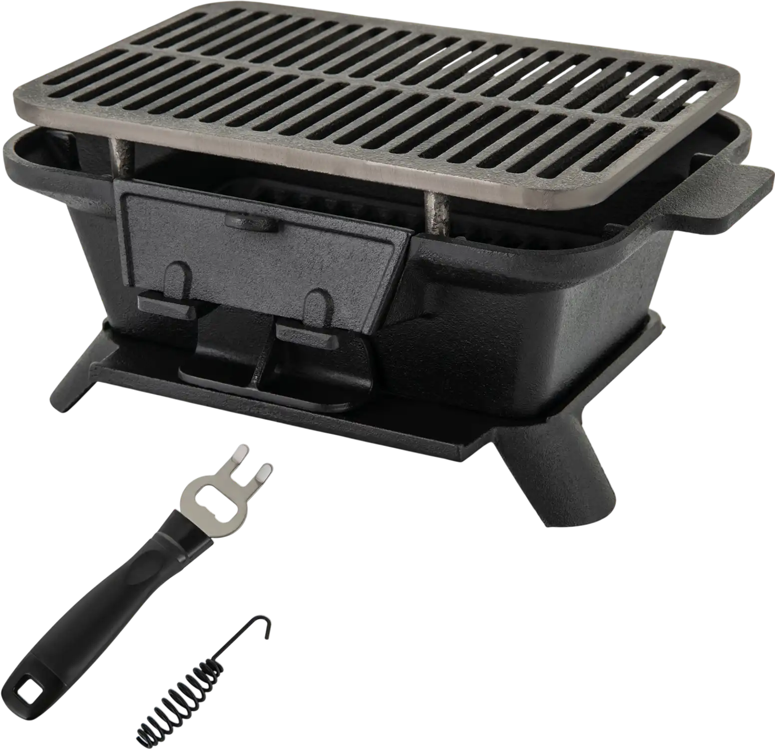 Costway Cast Iron Hibachi Grill w/ Grill Grate Lifter 81059627 New