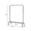 Heavy duty black metal garment rack with 8 side hooks, 50-inch width, and 7.5-inch floor clearance for versatile.