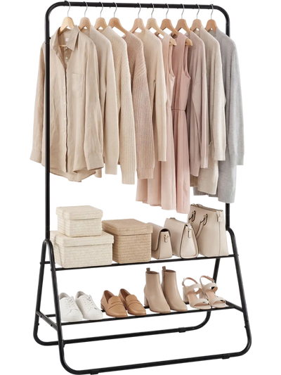 Costway Heavy Duty Clothes Rack Wardrobe w/ Hanging Rod & Storage Shelves 38703197 New