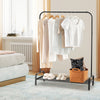 Heavy duty clothes stand rack with top rod and lower storage shelf, ideal for organizing clothes in a bedroom or living.